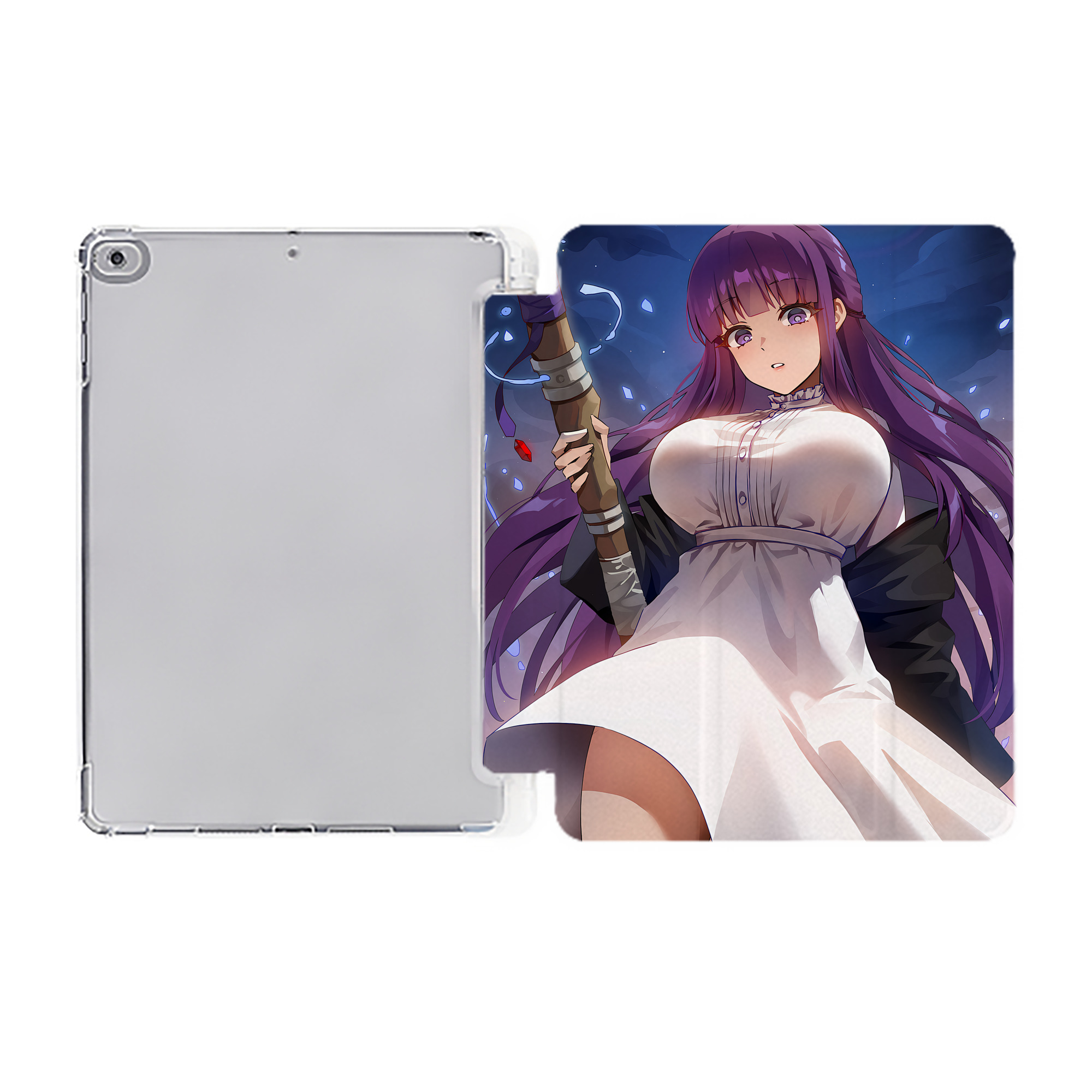 （画像用） 葬送のフリーレン Frieren IPad ケース ペン収納付き 三つ折りスタンド PUレザー×シリコン 対応機種9.5/10.5/10.9インチ